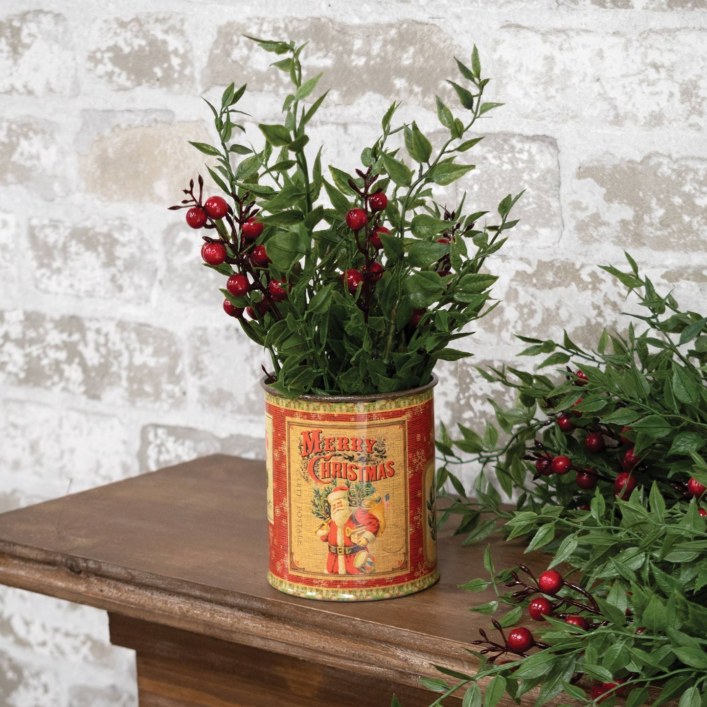 Vintage Santa Metal Can