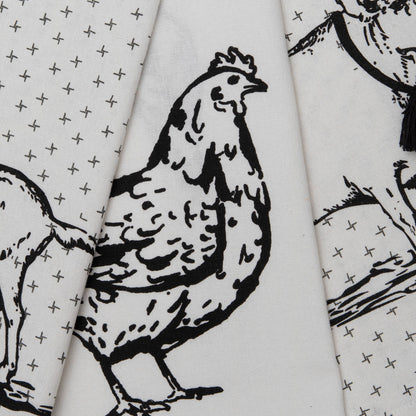 Logan Set 3 Farm Design Kitchen Tea Towel with Tassels