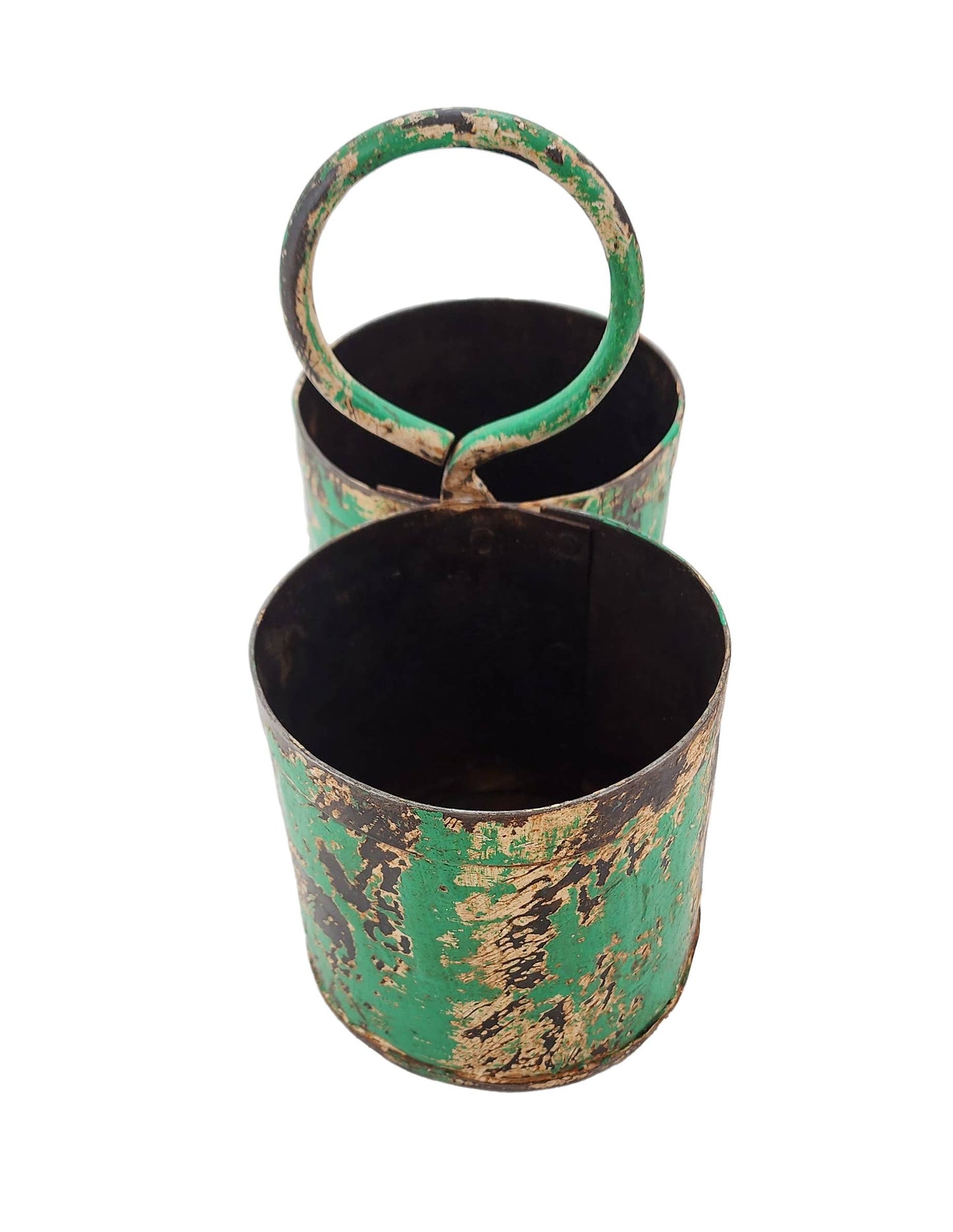 Green Metal Double Planter/Caddy