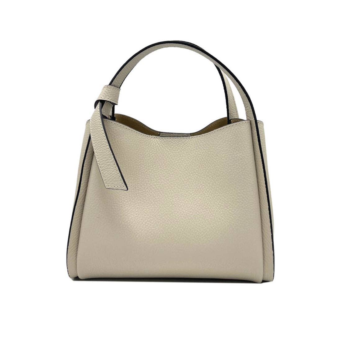 Genuine leather handbag, Made in Italy, art. 112551: Taupe
