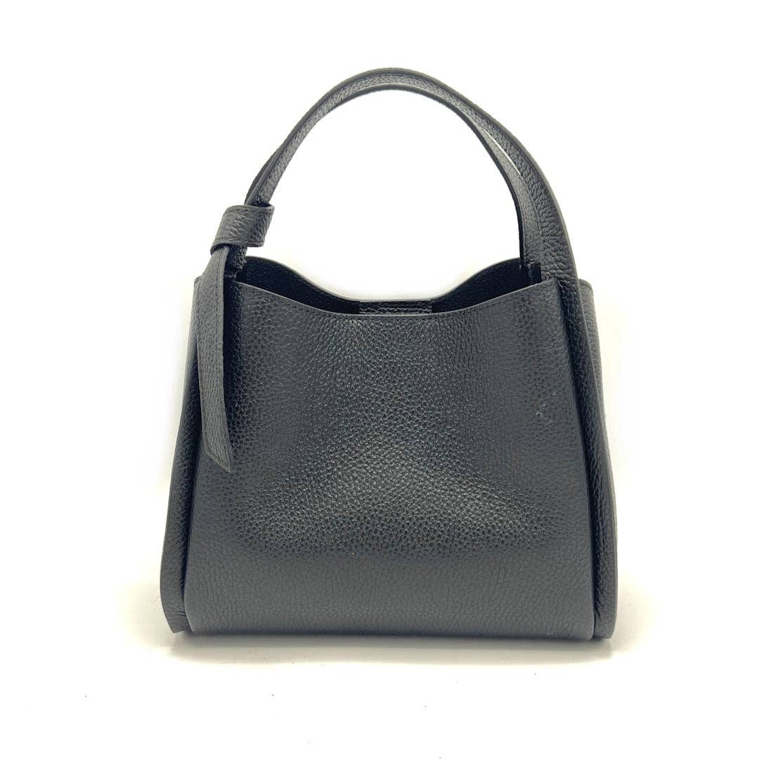 Genuine leather handbag, Made in Italy, art. 112551: Taupe