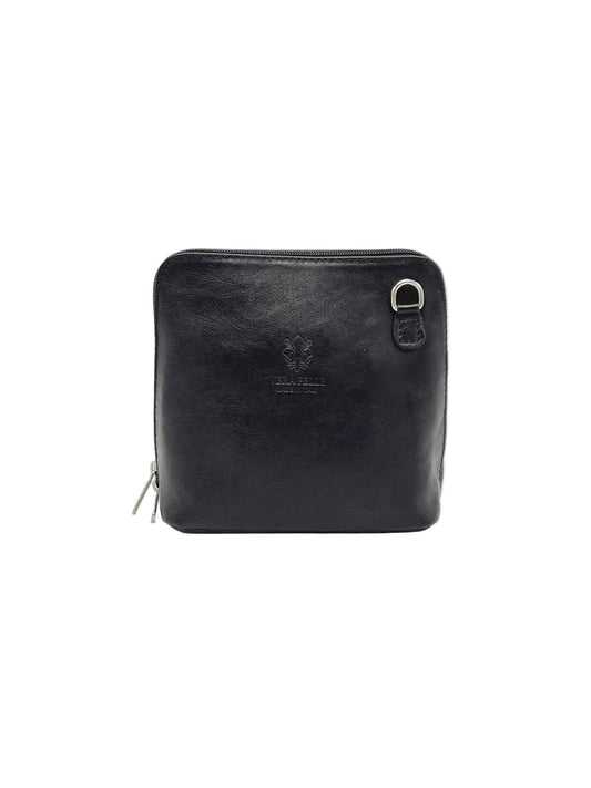Genuine Leather Shoulder Bag, Made in Italy, art. 112758: Black