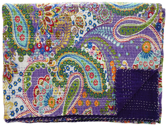 HAND STITCHED KANTHA QUILT / COVERLET