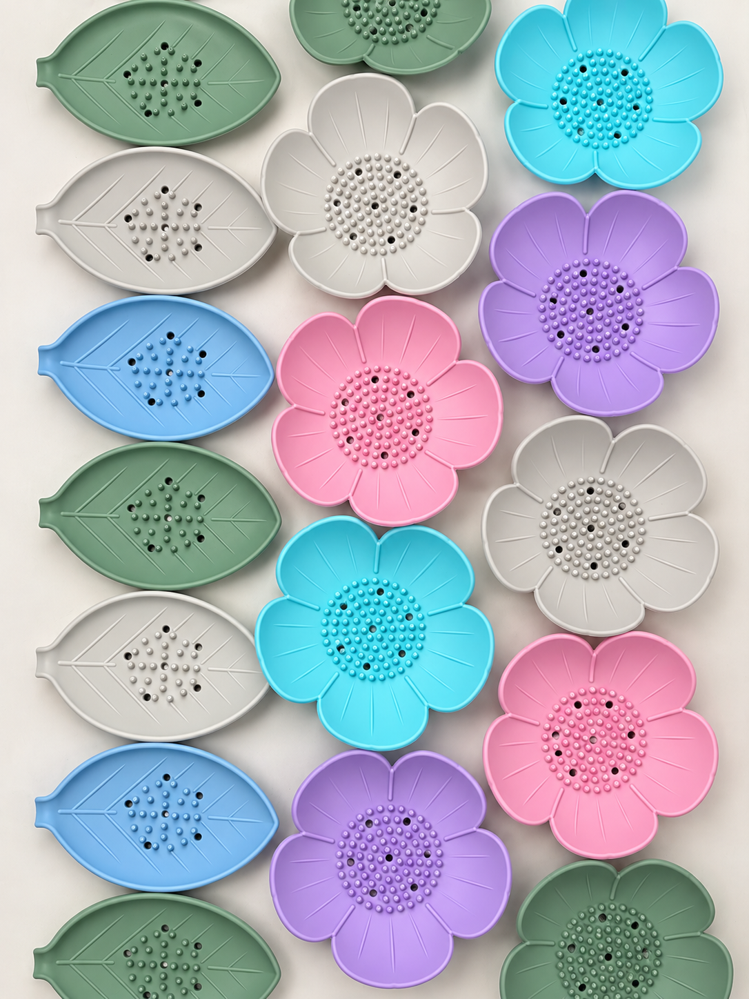 Shower Steamer Tray - Flower - Flexible Silicone Soap Tray: Blue