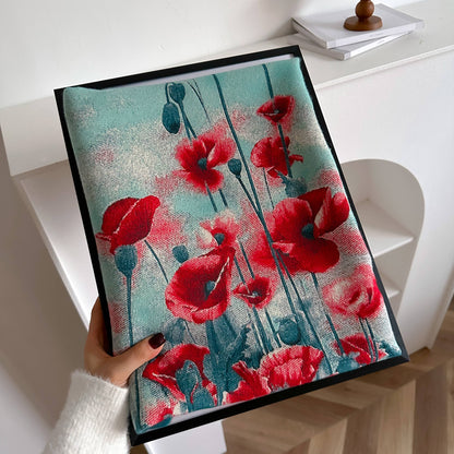 Shawl Turq / Red Poppy Field Reversible Wrap – Artisan Shawl