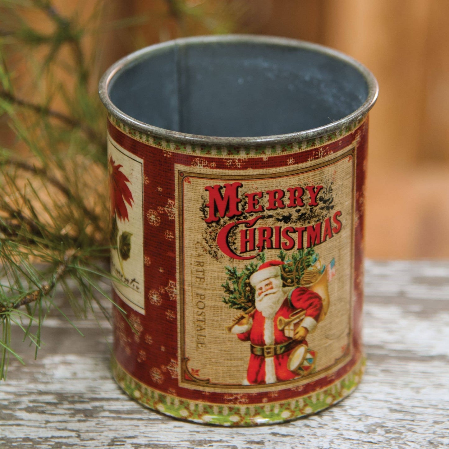 Vintage Santa Metal Can