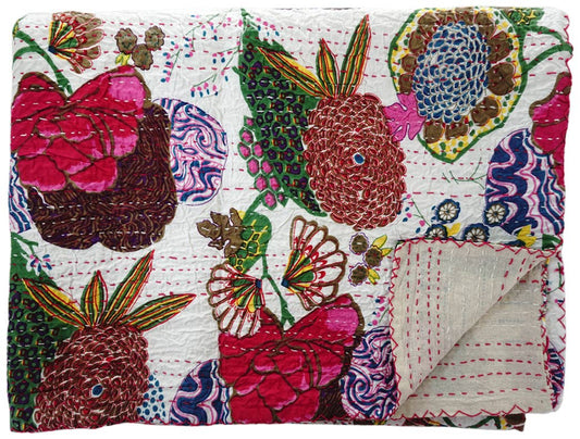 HAND STITCHED KANTHA QUILT / COVERLET