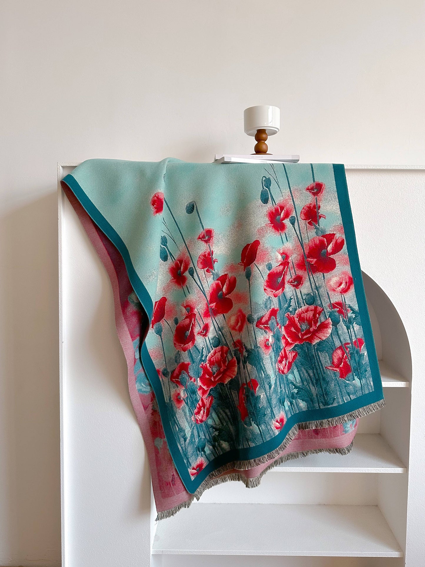 Shawl Turq / Red Poppy Field Reversible Wrap – Artisan Shawl