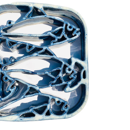 Fish Trivet - Stoneware Pottery: Navy