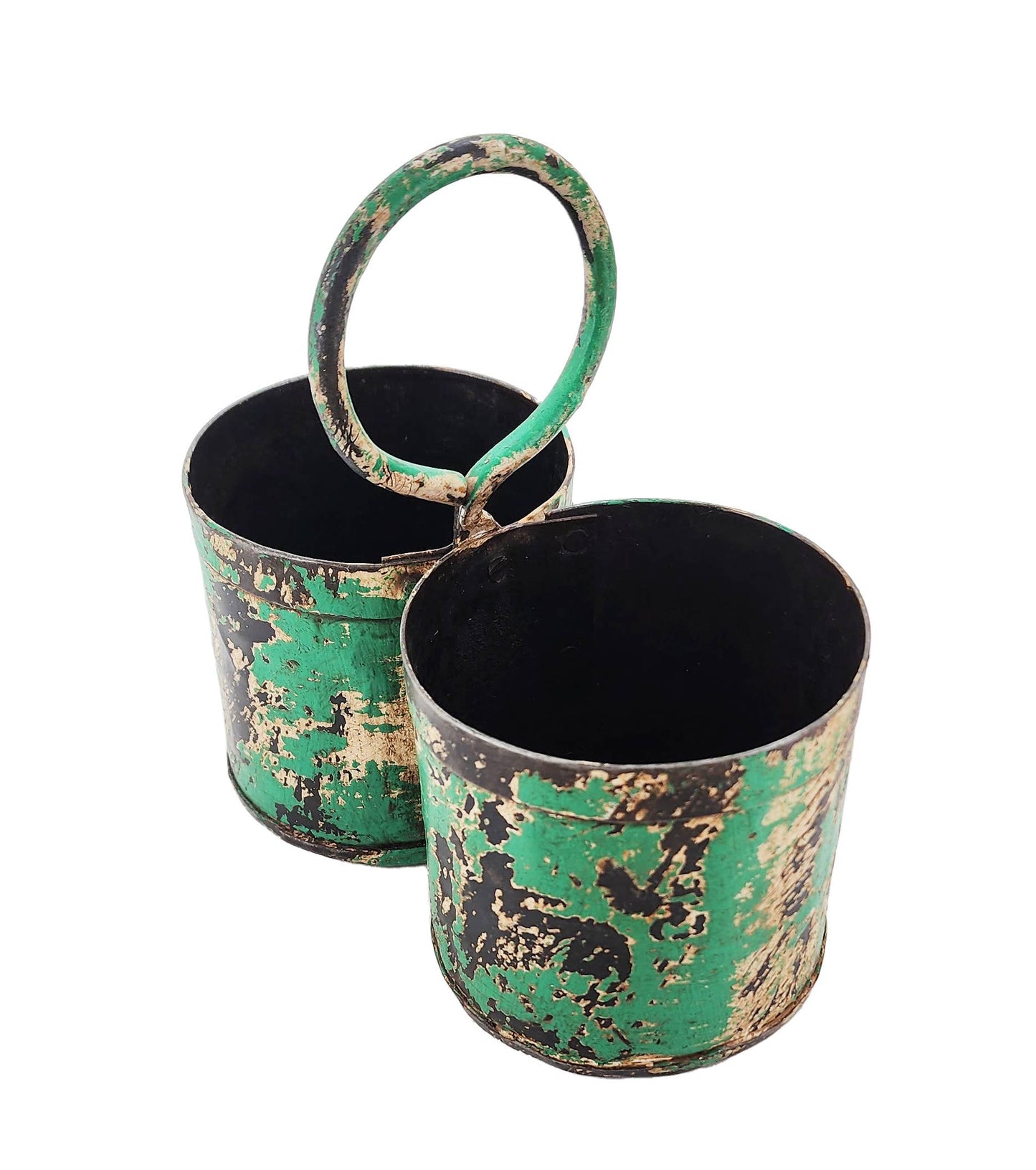 Green Metal Double Planter/Caddy