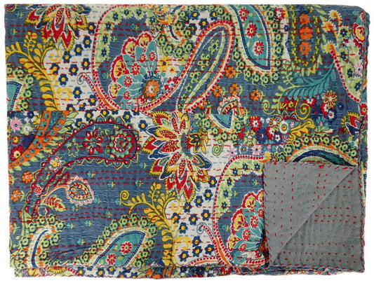 HAND STITCHED KANTHA QUILT / COVERLET