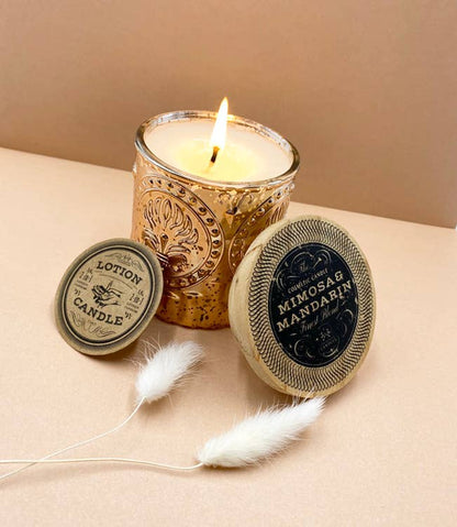 Petite Champagne Series | 2-in-1 Soy Lotion Candles: NEW Peach Bellini