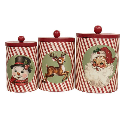 3/Set - Nostalgic Christmas Metal Canisters