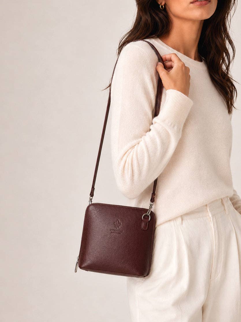 Genuine Leather Shoulder Bag, Made in Italy, art. 112758: English Red