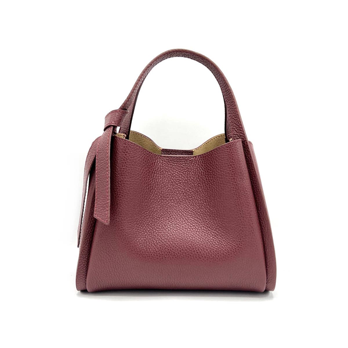 Genuine leather handbag, Made in Italy, art. 112551: Taupe