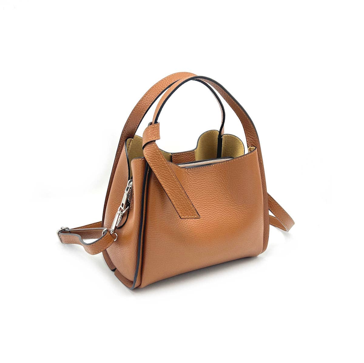 Genuine leather handbag, Made in Italy, art. 112551: Taupe