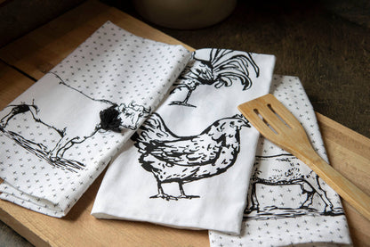 Logan Set 3 Farm Design Kitchen Tea Towel with Tassels
