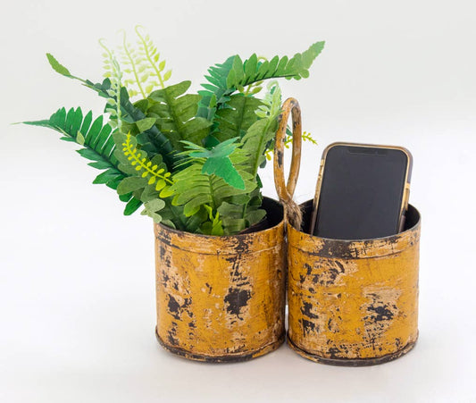 Mustard Metal Double Planter/Caddy