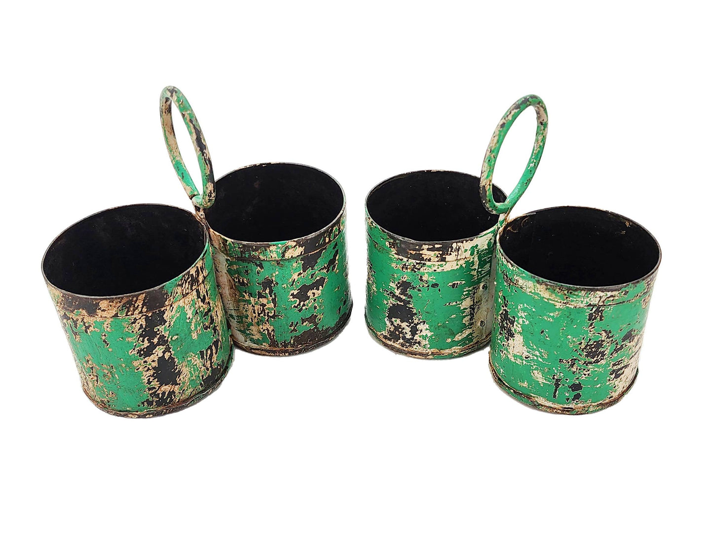 Green Metal Double Planter/Caddy