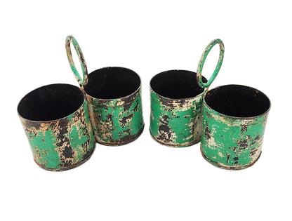 Green Metal Double Planter/Caddy
