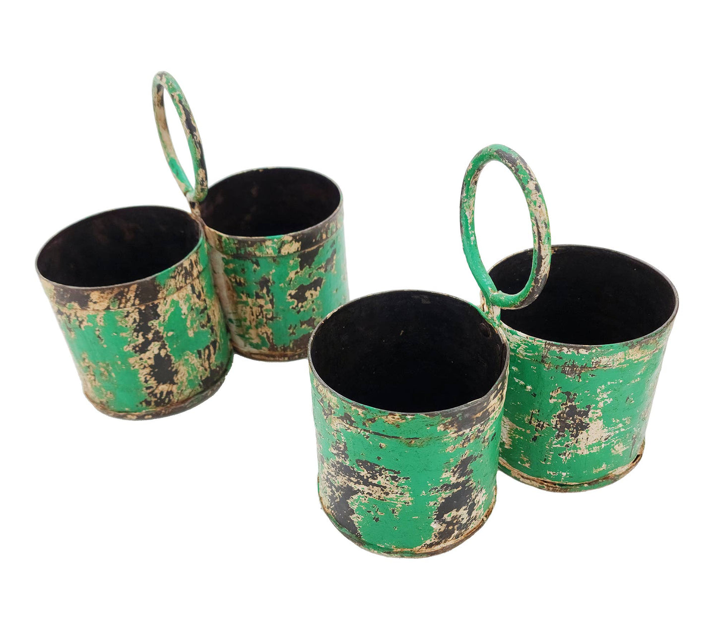 Green Metal Double Planter/Caddy