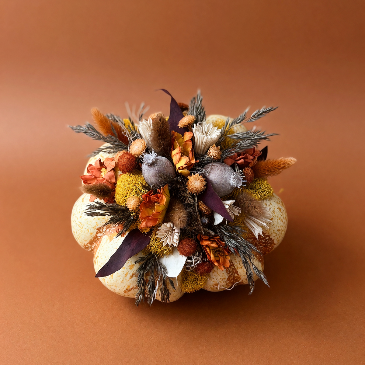Grand Harvest Pumpkin Arrangement | Large Pumpkin with Dried Flowers