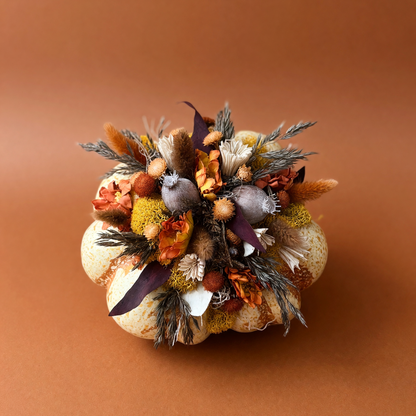 Grand Harvest Pumpkin Arrangement | Large Pumpkin with Dried Flowers