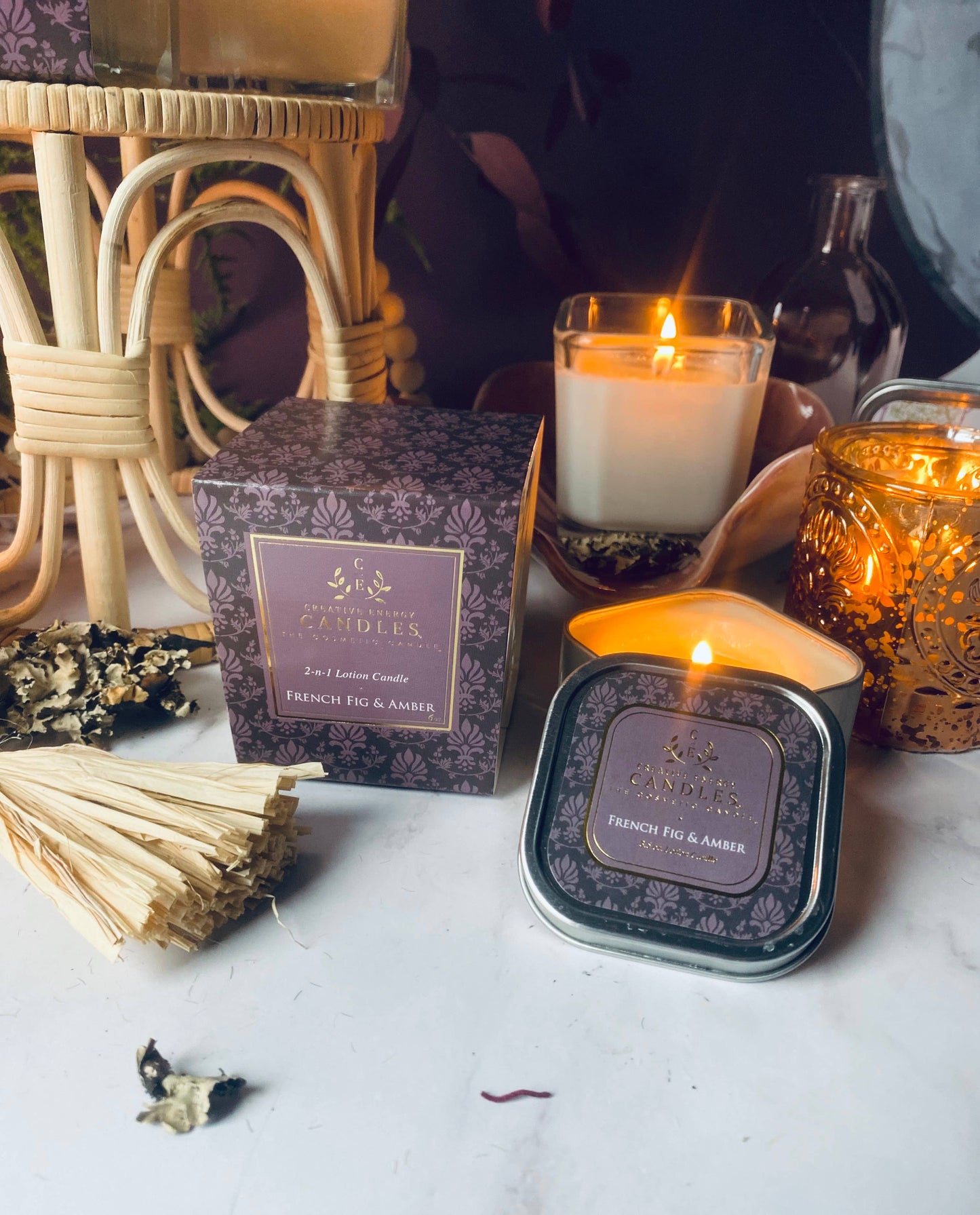 French Fig & Amber: 2-in-1 Soy Lotion Candle: Medium - 6 oz