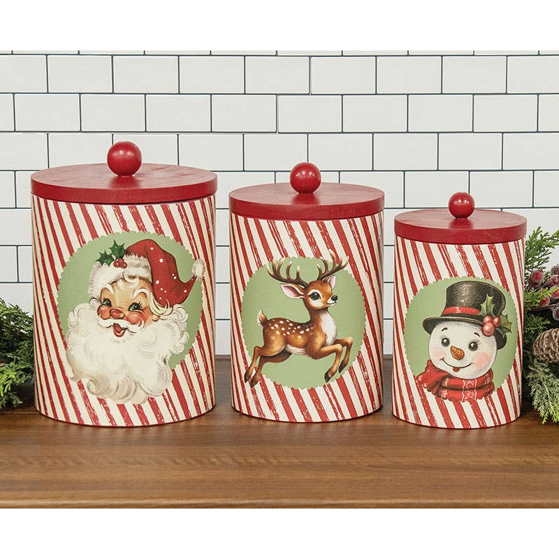 3/Set - Nostalgic Christmas Metal Canisters