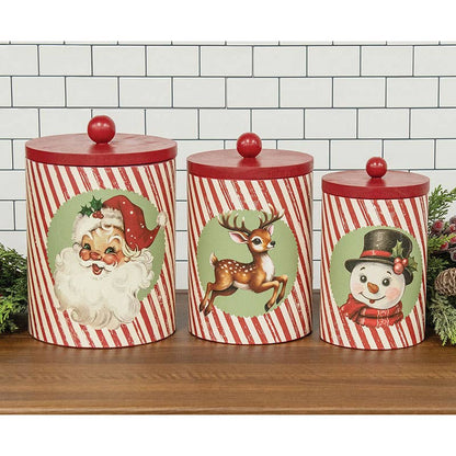 3/Set - Nostalgic Christmas Metal Canisters