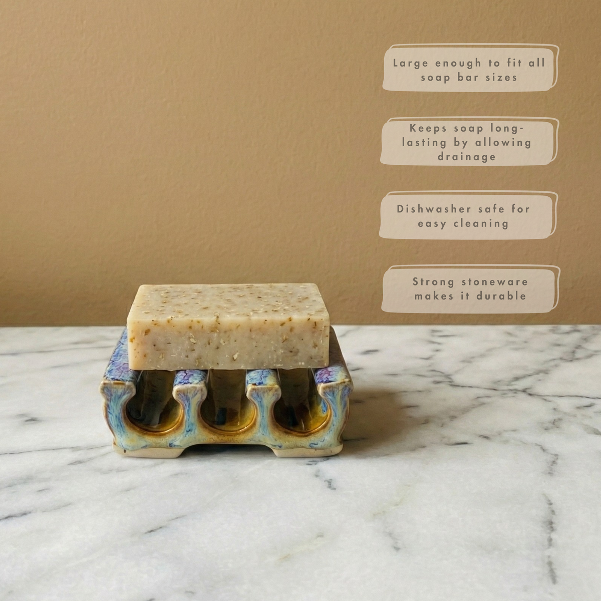 Soap Saver - Soap Dish - Stoneware Pottery: Amber