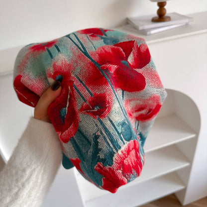 Shawl Turq / Red Poppy Field Reversible Wrap – Artisan Shawl