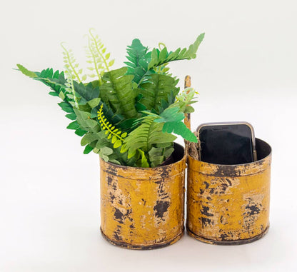 Mustard Metal Double Planter/Caddy