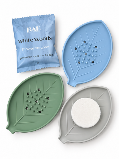 Shower Steamer Tray - Leaf Silicone Tray : Blue