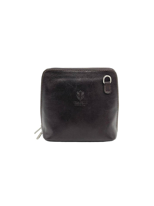 Genuine Leather Shoulder Bag, Made in Italy, art. 112758: Dark Brown