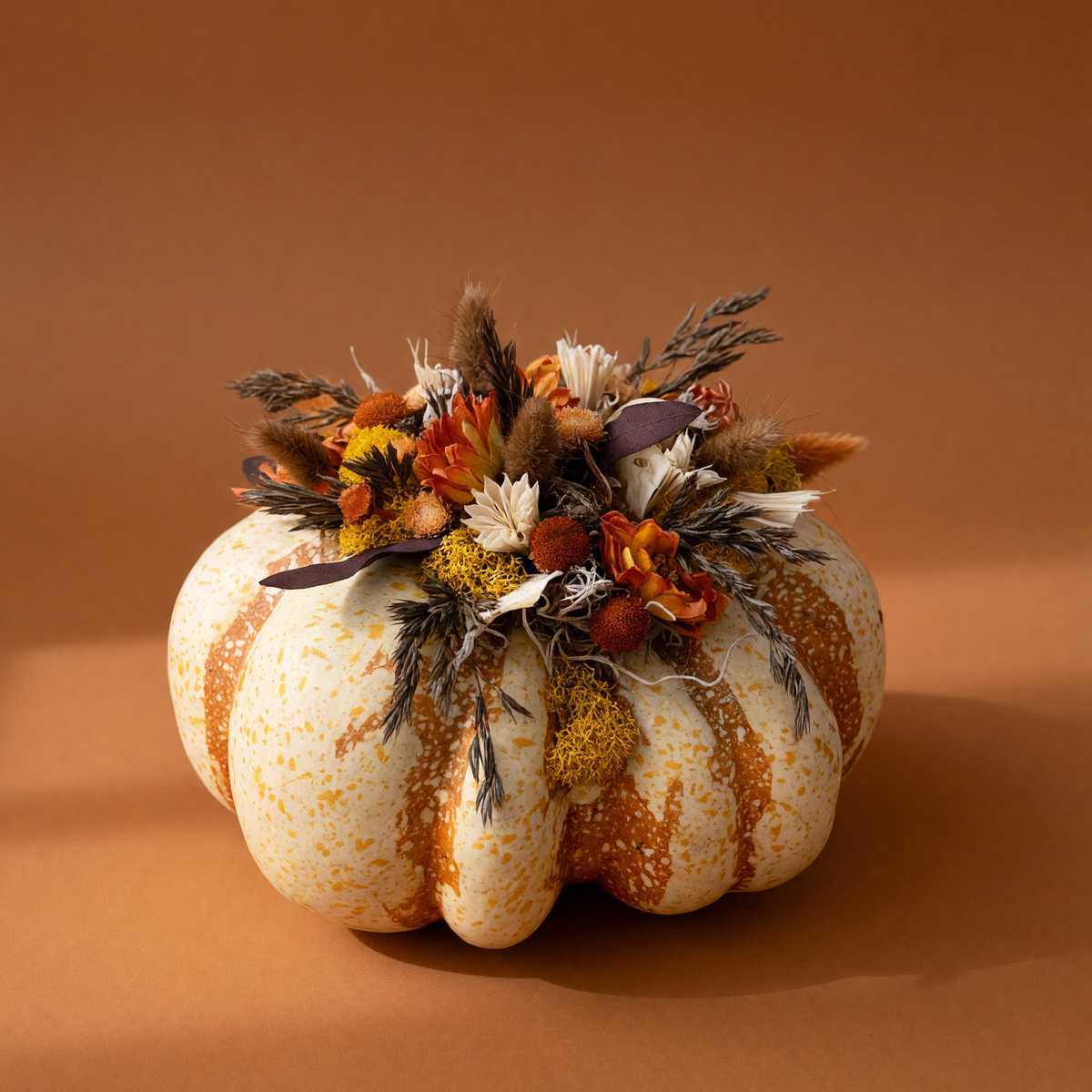 Grand Harvest Pumpkin Arrangement | Large Pumpkin with Dried Flowers