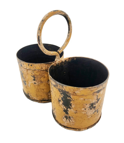 Mustard Metal Double Planter/Caddy